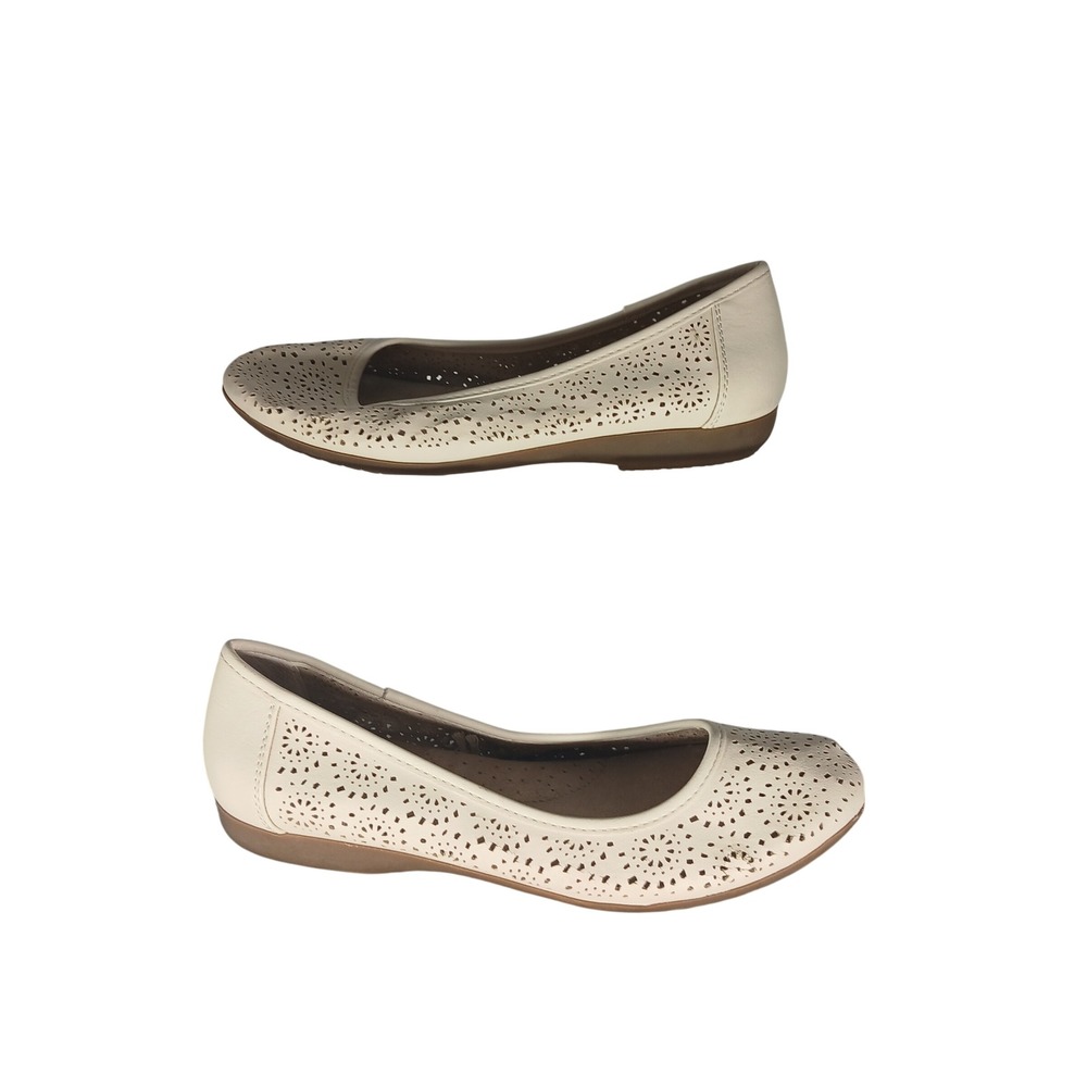 Croft & Barrow Ortholite Cream Perforated Ballet Flats Shoes Baritone Womens 7.5